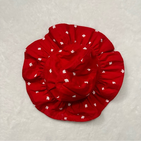 5/$15 Red and White Maple Lead Sun Hat, 3-9m - Picture 2 of 3